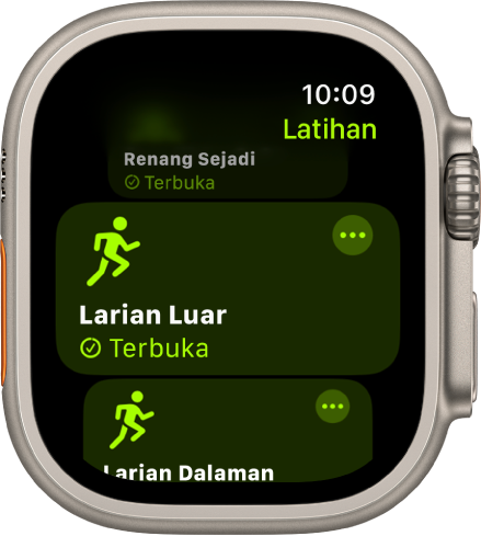 App Latihan dengan Larian Luar diserlahkan.