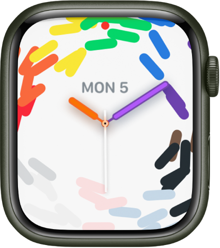 The Pride Celebration watch face using the full-screen style.