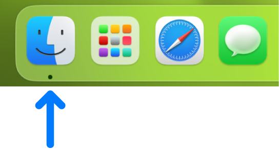 Die linke Seite des Dock; das Finder-Symbol befindet sich ganz links.