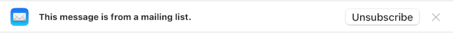 A banner below the message header in the preview area indicates the message is from a mailing list. A link to unsubscribe is located at the right end.