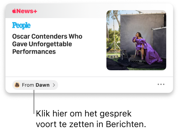 Een nieuwsartikel dat gedeeld is in News. Klik op het label 'Van' om een antwoord te sturen in Berichten.