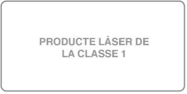 Una etiqueta on es llegeix “Class 1 laser product” (“Producte Làser de classe 1”).