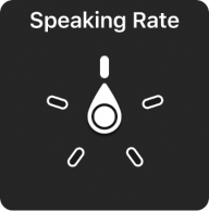 Rotoriaus valdiklis, kurio rodyklė nukreipta į „Speaking Rate“ nustatymą.