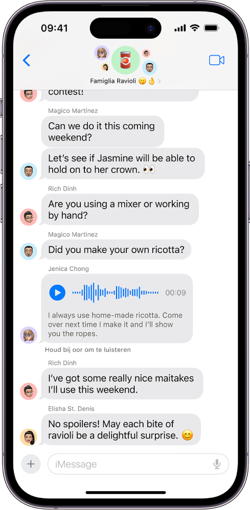 Een groepsgesprek in de Berichten-app.