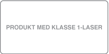 En etikett der det står «Klasse 1-laserprodukt».