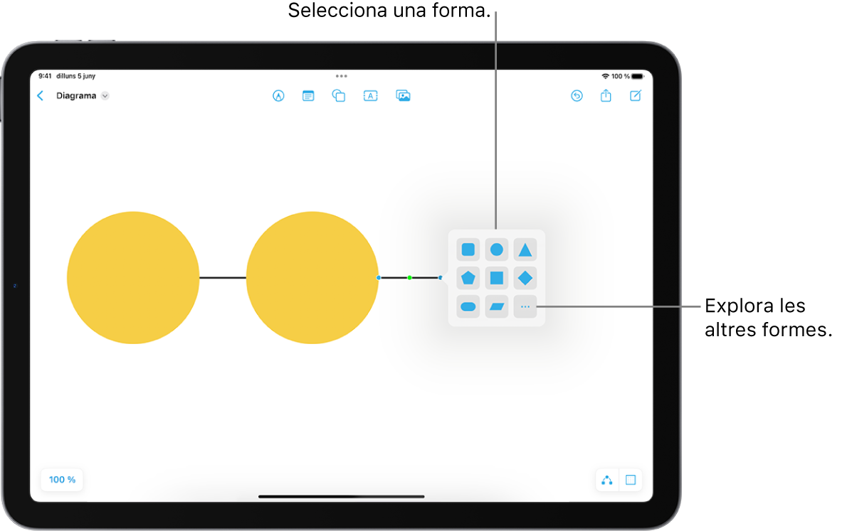 Un diagrama en què se li afegeix una forma nova.