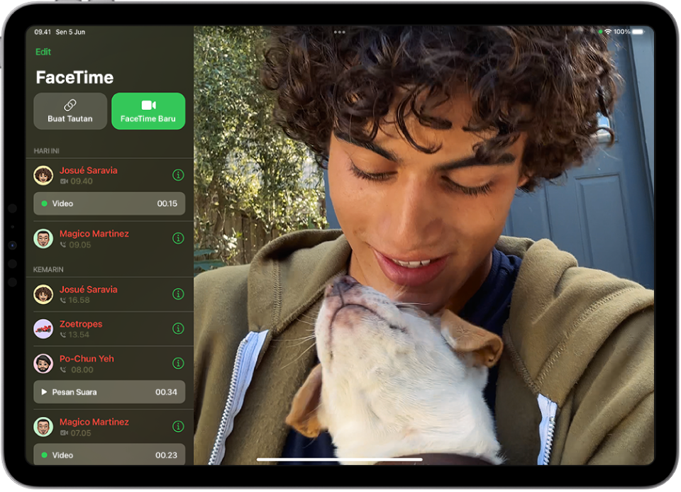App FaceTime menampilkan pesan video.
