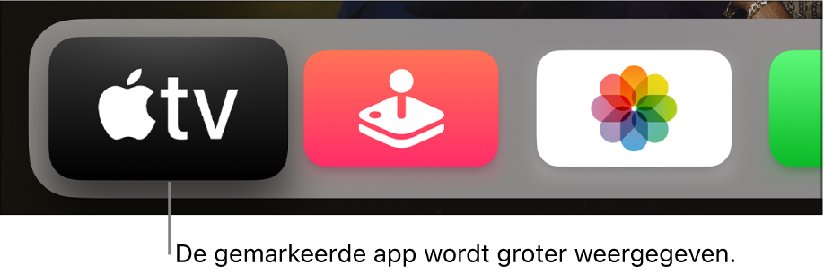 Geselecteerde app in het beginscherm