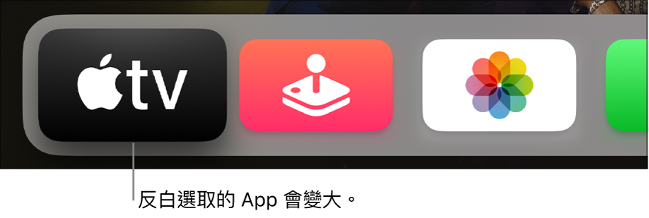 主畫面上的所選 App