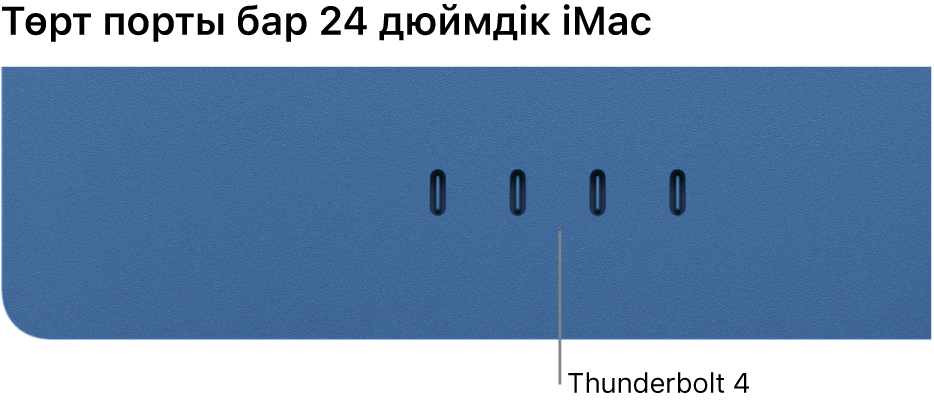 Төрт Thunderbolt портын көрсетіп тұрған iMac.