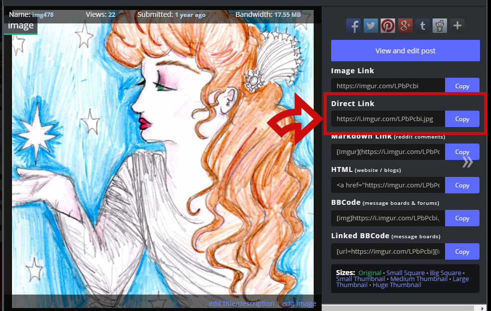 Direct Link option on Imgur