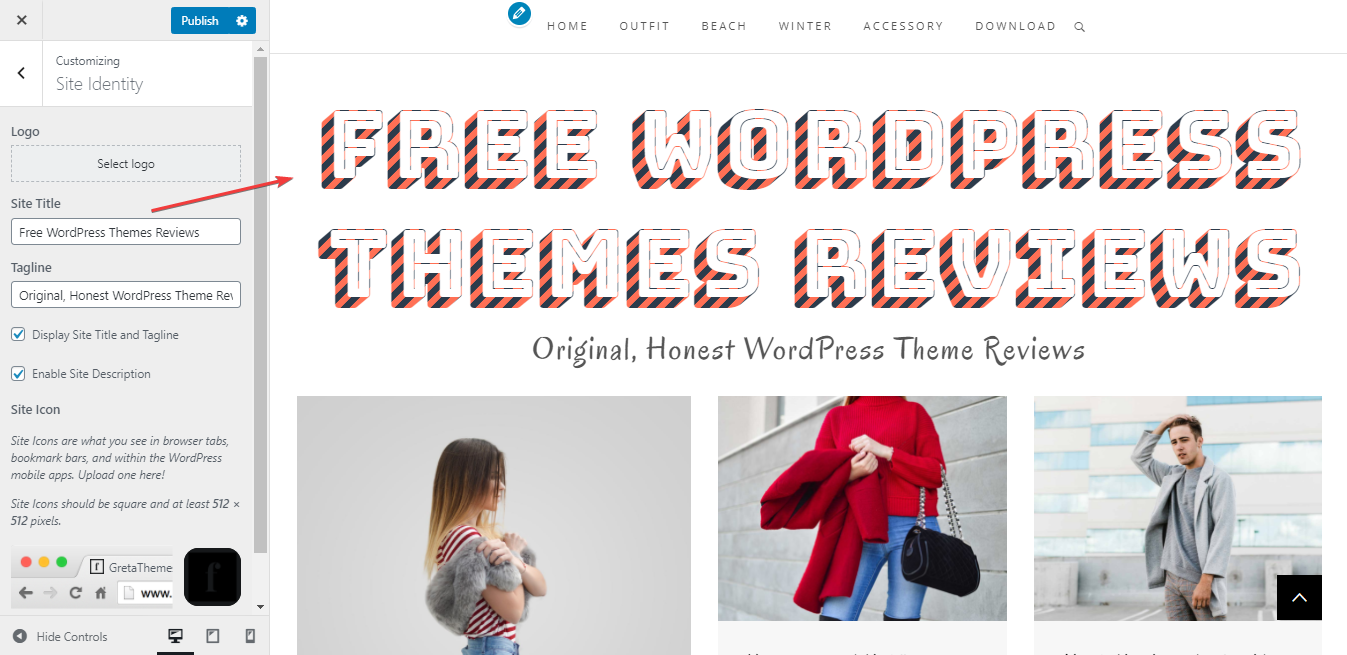 Review of the header customization of the Retro Blog theme