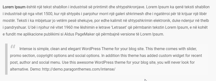 Blockquote - Review WordPress theme Cude Blog