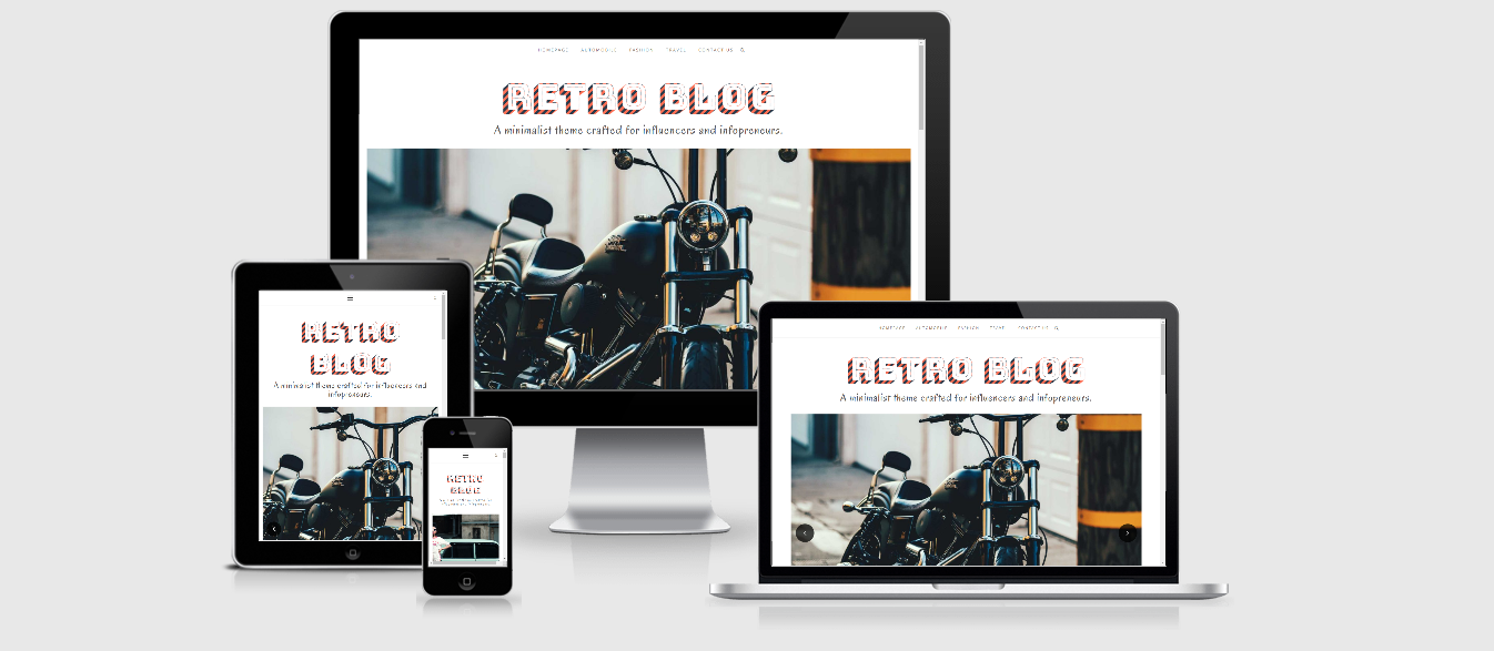 Review the responsive design of the Retro Blog theme