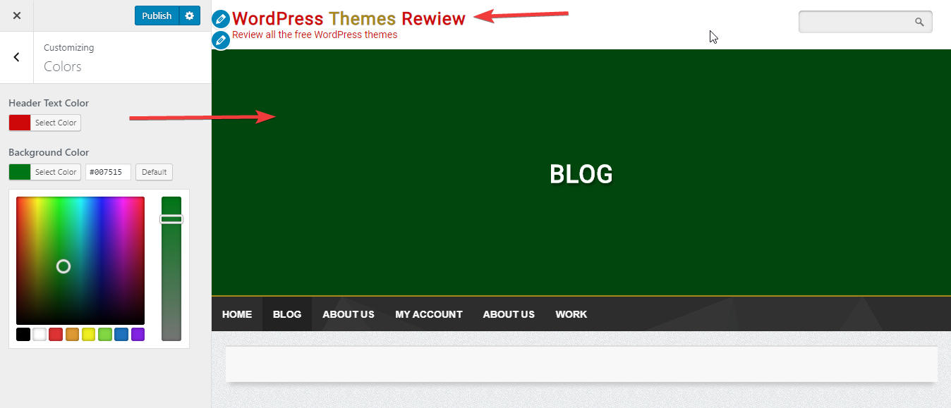 Customizing color - Review WordPress theme Cude Blog