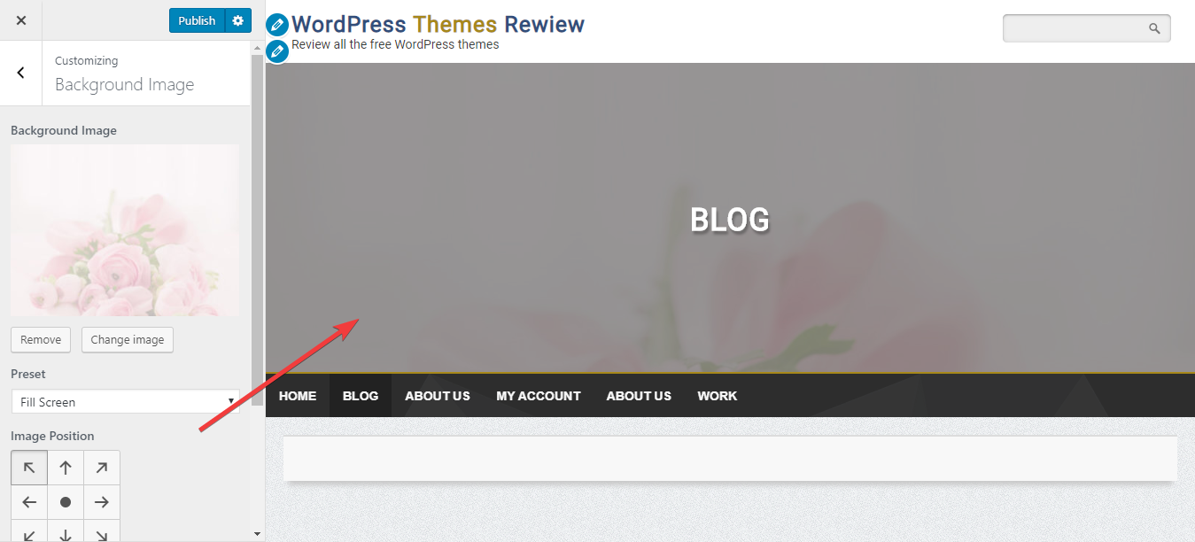 Customizing background image - Review WordPress theme Cude Blog