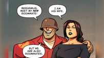 "But We Are Also Roommates" is a redraw meme inspired by a panel from the final Team Fortress 2 comic, where Soldier and his wife Zhanna have a back-and-forth about the nature of their relationship. The meme replaces Soldier and Zhanna from the comic panel with different characters.