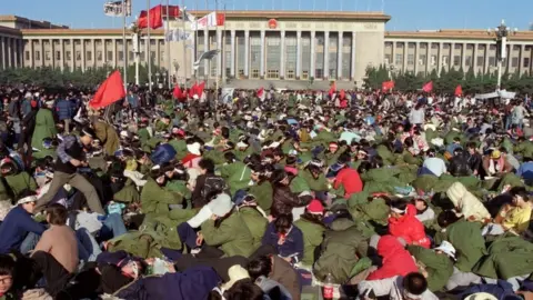 AFP Student hunger strikers in Tiananmen Square on 14 May 1989