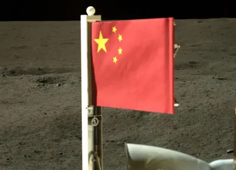 CNSA Chinese flag on lander-ascender craft