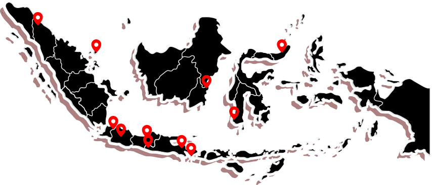 Located in 13 major cities in Indonesia