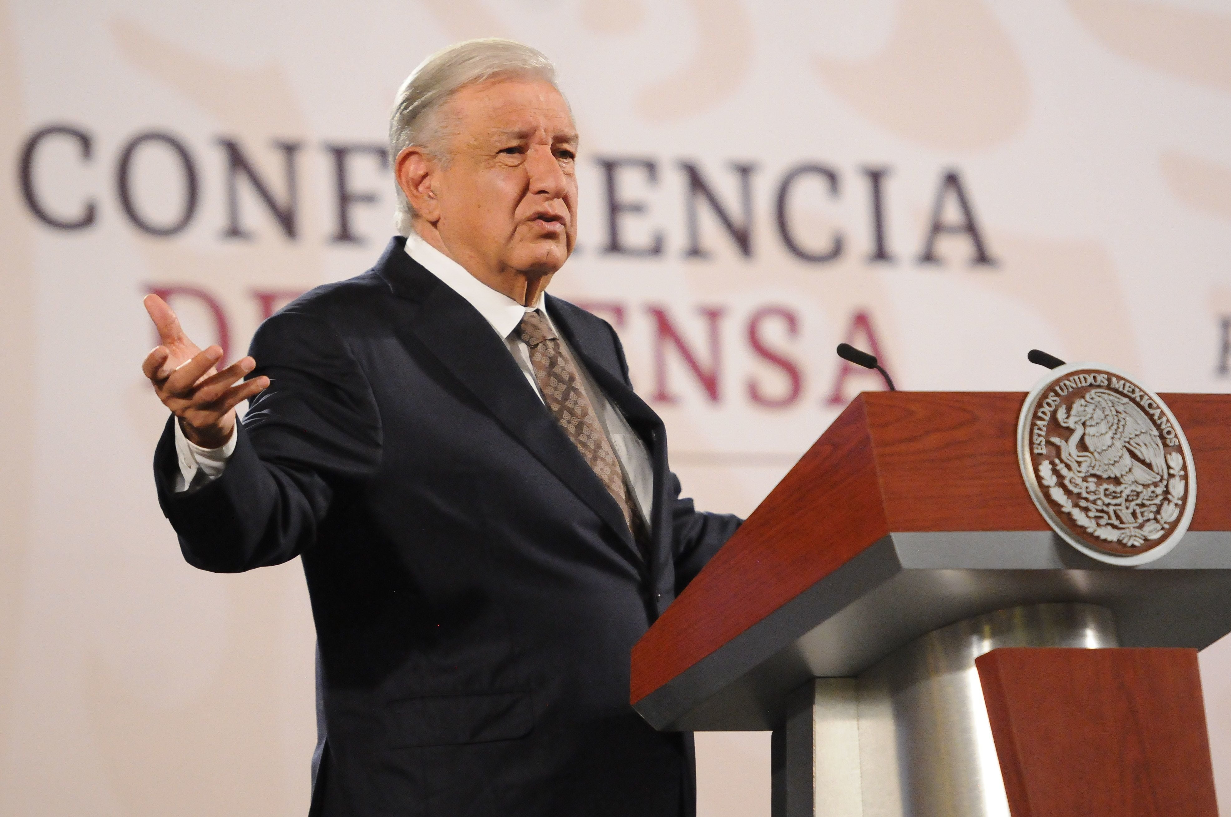 Andrés Manuel López Obrador durante la conferencia matutina en Palacio Nacional.