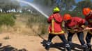 Des pompiers membres d'un groupe d'intervention contre les feux de forêts, dans le Var, à la mi-juillet.