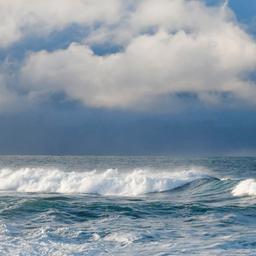 Wellen brechen auf offenem Wasser der Nordsee.