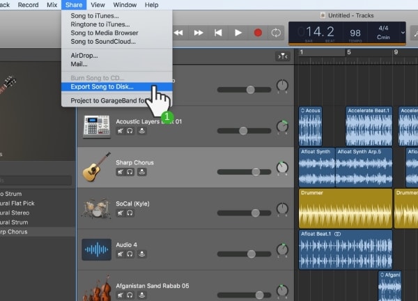 export the audio file