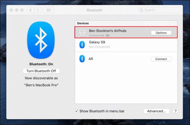 MacBook Bluetooth Einstellungen