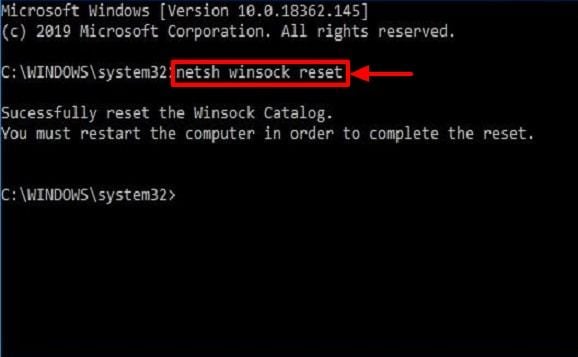 netsh winsack reset
