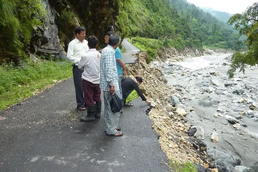 Road sides damaged by floods, Uttarakhand