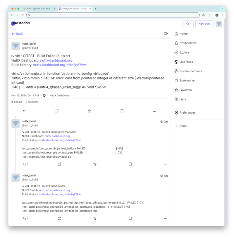 (Experimental) Mastodon Server for Apache NuttX Continuous Integration (macOS Rancher Desktop)