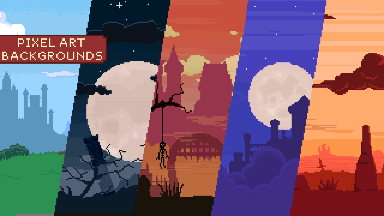 2D Pixel Art Medieval Backgrounds Pack