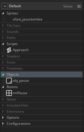 Gamemaker Studio 2 resource tree screenshot. 