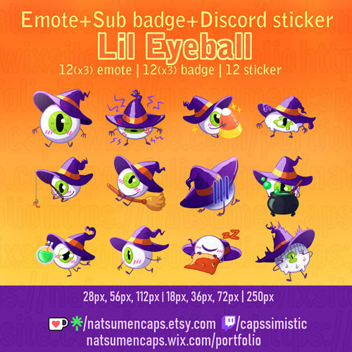 Lil Eyeball - Pre-made emote   sub/bit badge   sticker