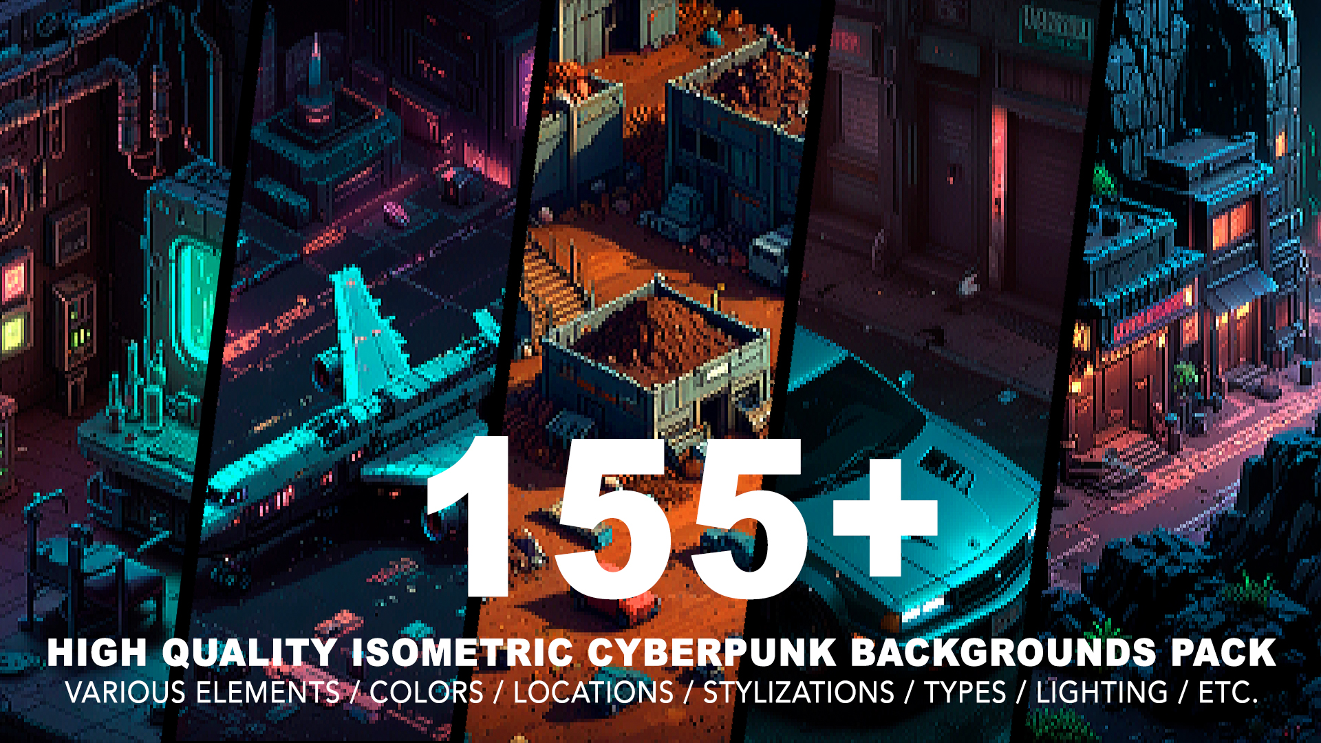 155  CYBERPUNK ISOMETRIC BACKGROUNDS