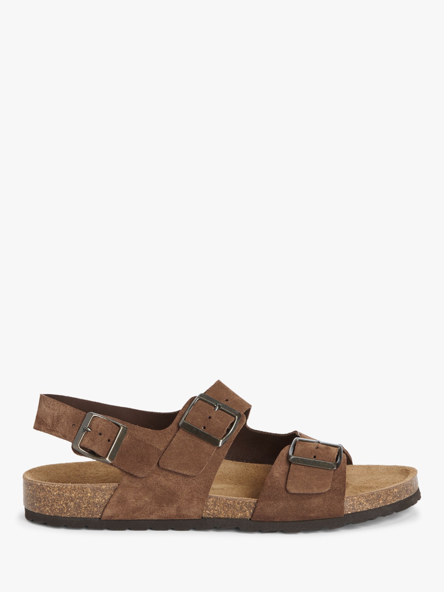 John Lewis Suede Backstrap Footbed Sandals, Brown, 8