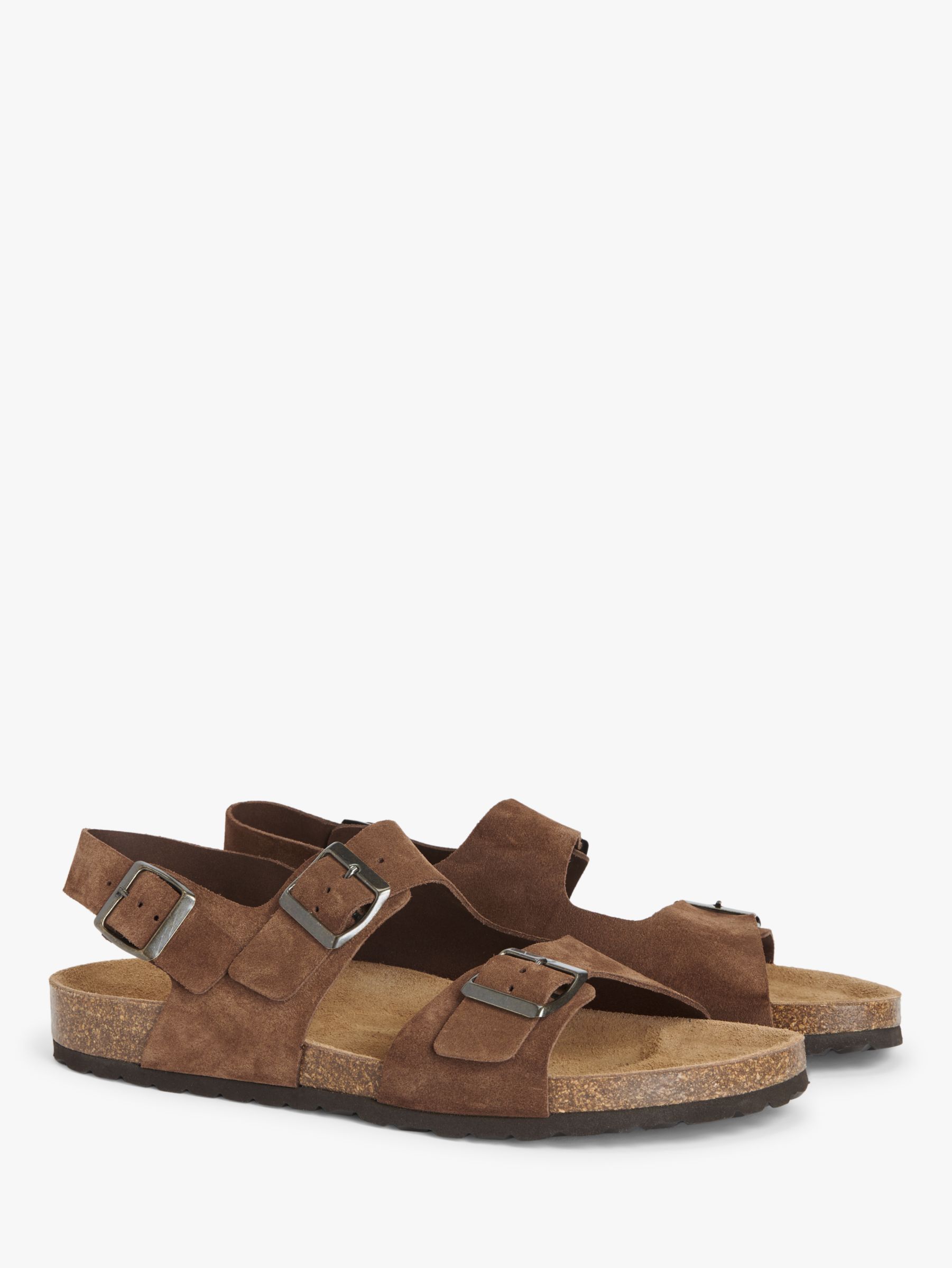 John Lewis Suede Backstrap Footbed Sandals, Brown, 8