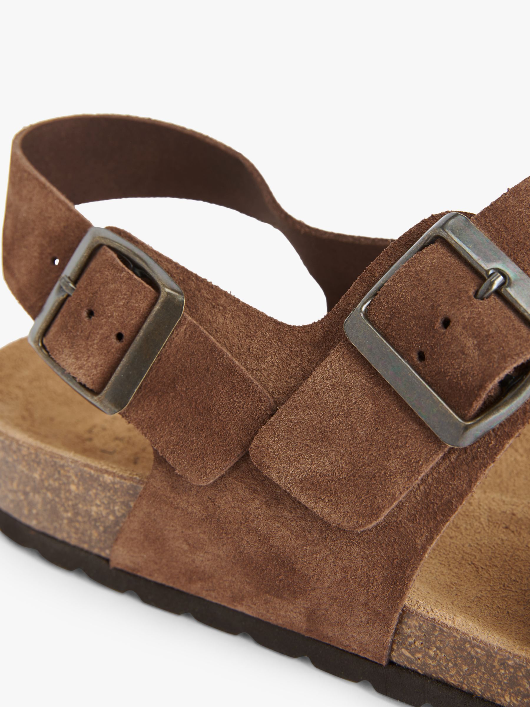 John Lewis Suede Backstrap Footbed Sandals, Brown, 8