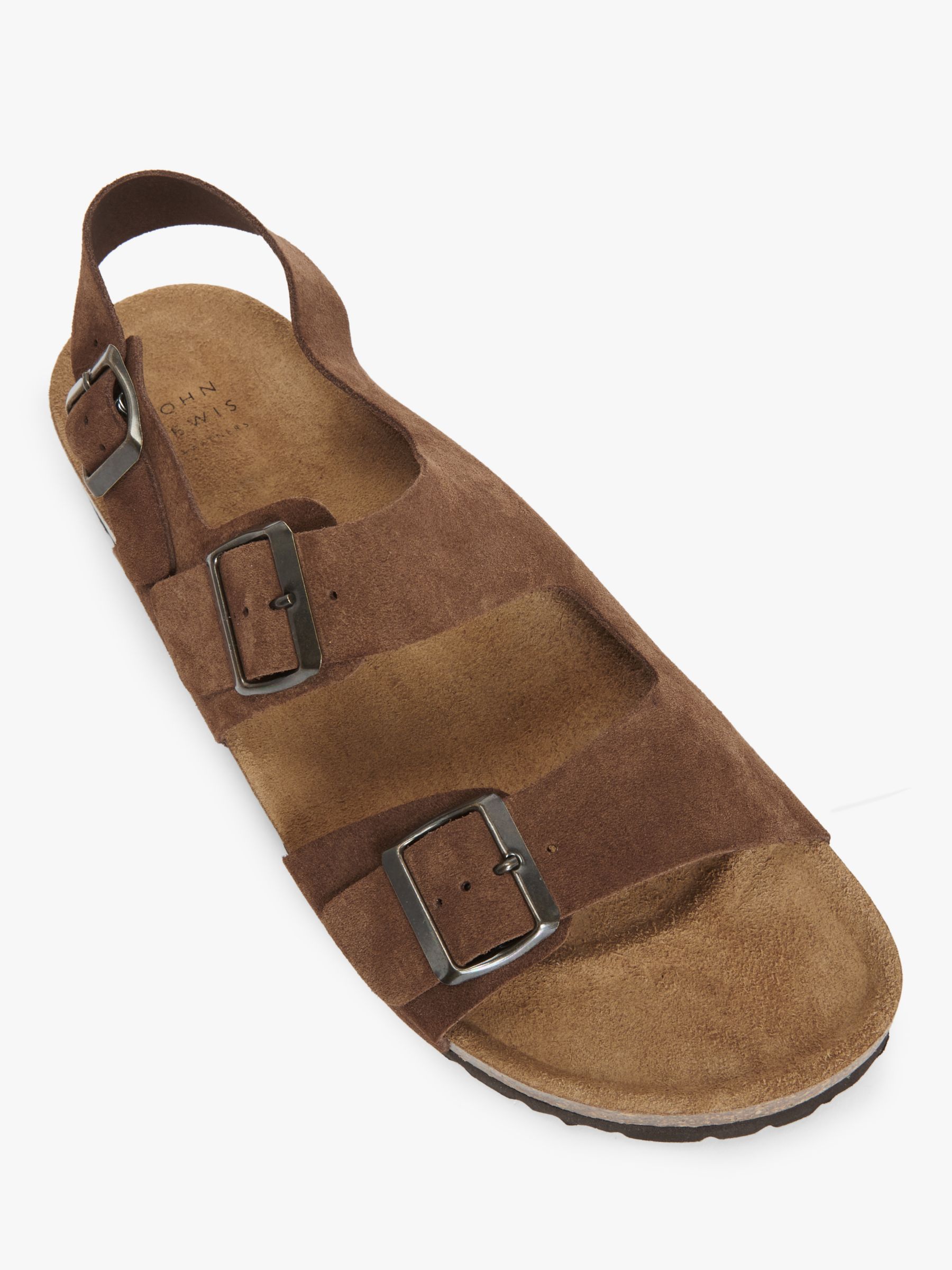 John Lewis Suede Backstrap Footbed Sandals, Brown, 8