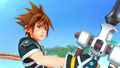 Sora, in his Kingdom Hearts II attire with the Master's Defender.