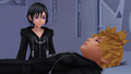 Xion checking on Roxas as he's asleep.