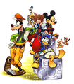 Jiminy, alongside the main cast, in a promotional artwork for Kingdom Hearts Re:coded.