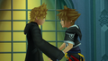 Roxas shares his memories and emotional pain with Sora in the World That Never Was.