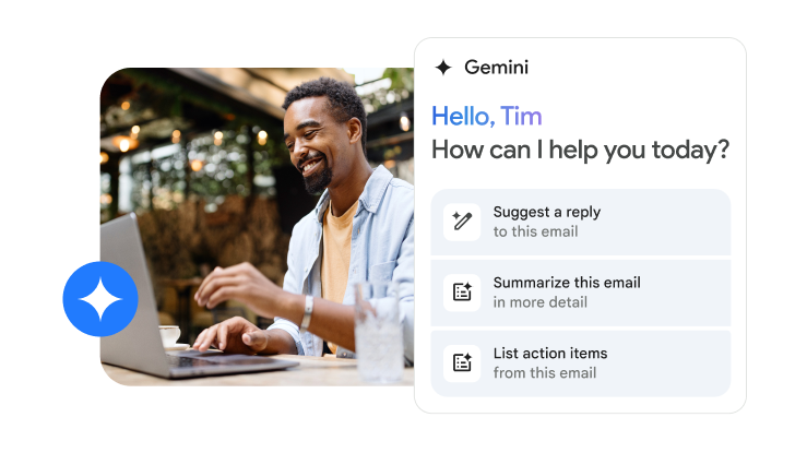 Un hombre llamado Tim usa Gemini en Gmail para que le ayude con sus tareas. 