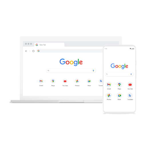 A laptop and phone featuring Chrome