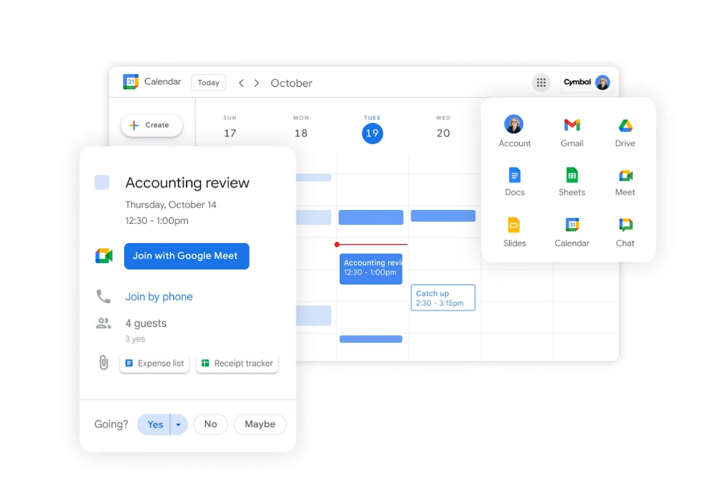 只需訂閱 Google Workspace，即可同時使用 Google Meet、Chat、雲端硬碟、文件、試算表及簡報。