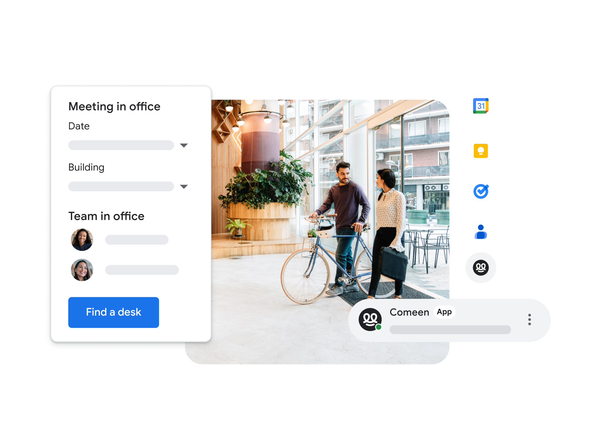 Bruger, der anvender Google Meet-integration til at tilgå møder fra andre apps