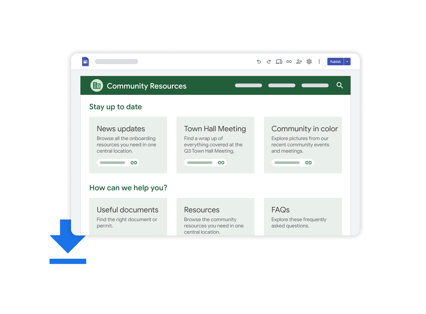 A Workspace-t bemutató grafika – egy fájl megkeresése a Google Drive-on