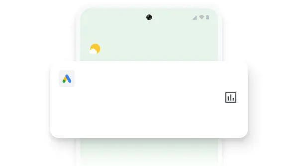 Ilustrație cu un telefon care prezintă o notificare prin aplicația mobilă Google Ads despre conversiile campaniei.